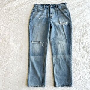 Old Navy High Rise Womens Jeans Size 8 Slouchy Straight Distressed Denim Blue